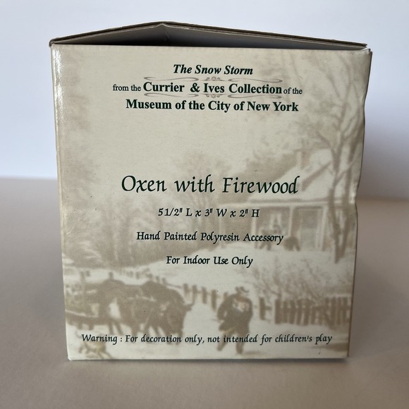 Currier & Ives Hand Crafted Polyresin‎ "The Snow Storm" Oxen with Firewood - Picture 2 of 14